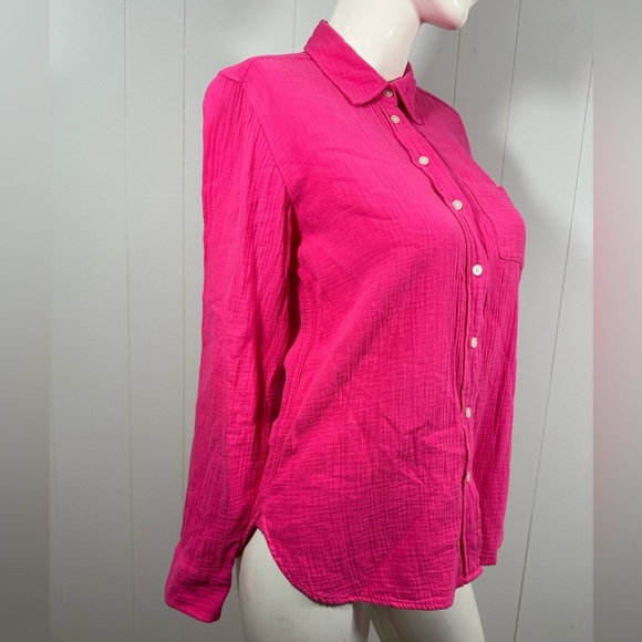 J Crew Shirt Womens Sz XS Classic Button Front Pocket Crinkle Cotton Re-Imagined - Picture 4 of 12